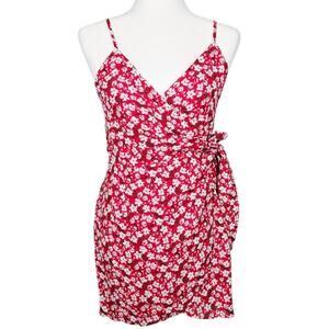 NWT Reformation Troppo Mini Wrap Dress in Nina Red & White Floral Print Size S